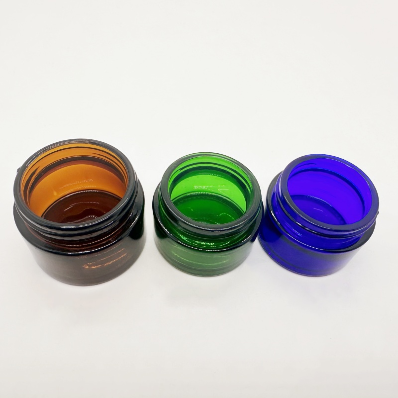4oz 8oz  Luxury Clear Amber Blue Clear Reusable Empty Glass Candle Jars With Metal Lid for Candle Making