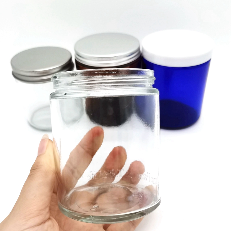 Wholesale Customized Luxury Frosted Green Empty Custom Glass Candle Jars for Candle Making With Lid