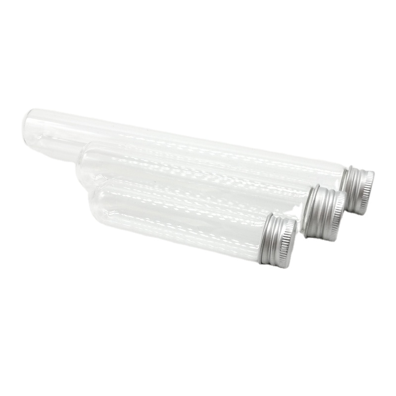 Laboratory Borosilicate Glass Test Tube Round Flat Bottom With Leakproof Aluminum Screw Cap for Chemical Use