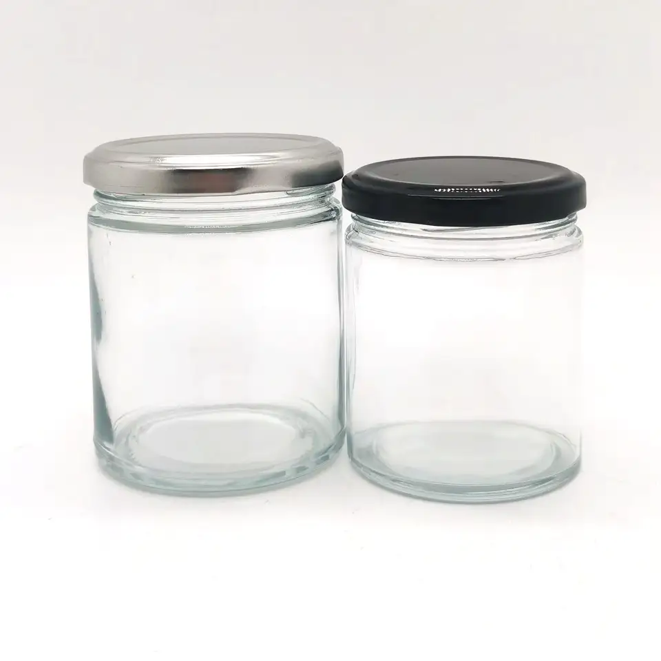Straight Sided 1oz 2oz 4oz 8oz Amber Cosmetic Glass Jar for Face Body Cream With Aluminium Lid