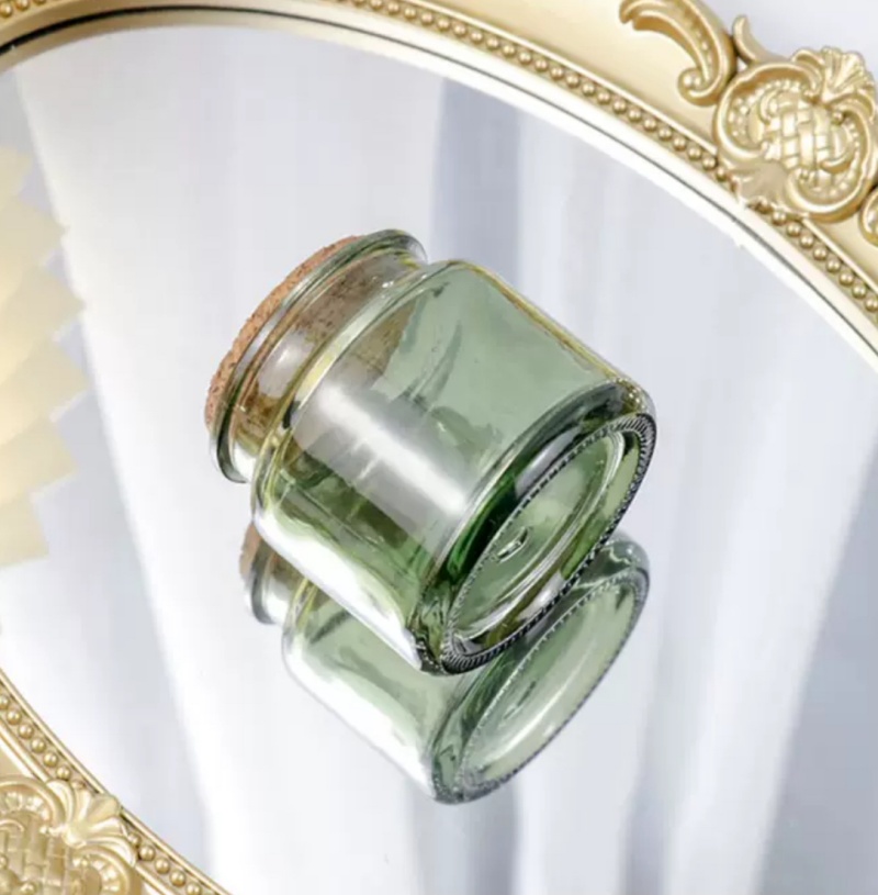 70g Green Amber Empty Small Wholesale Candle Jar With Cork Lid Glass Storage Jar With Stopper Home Use