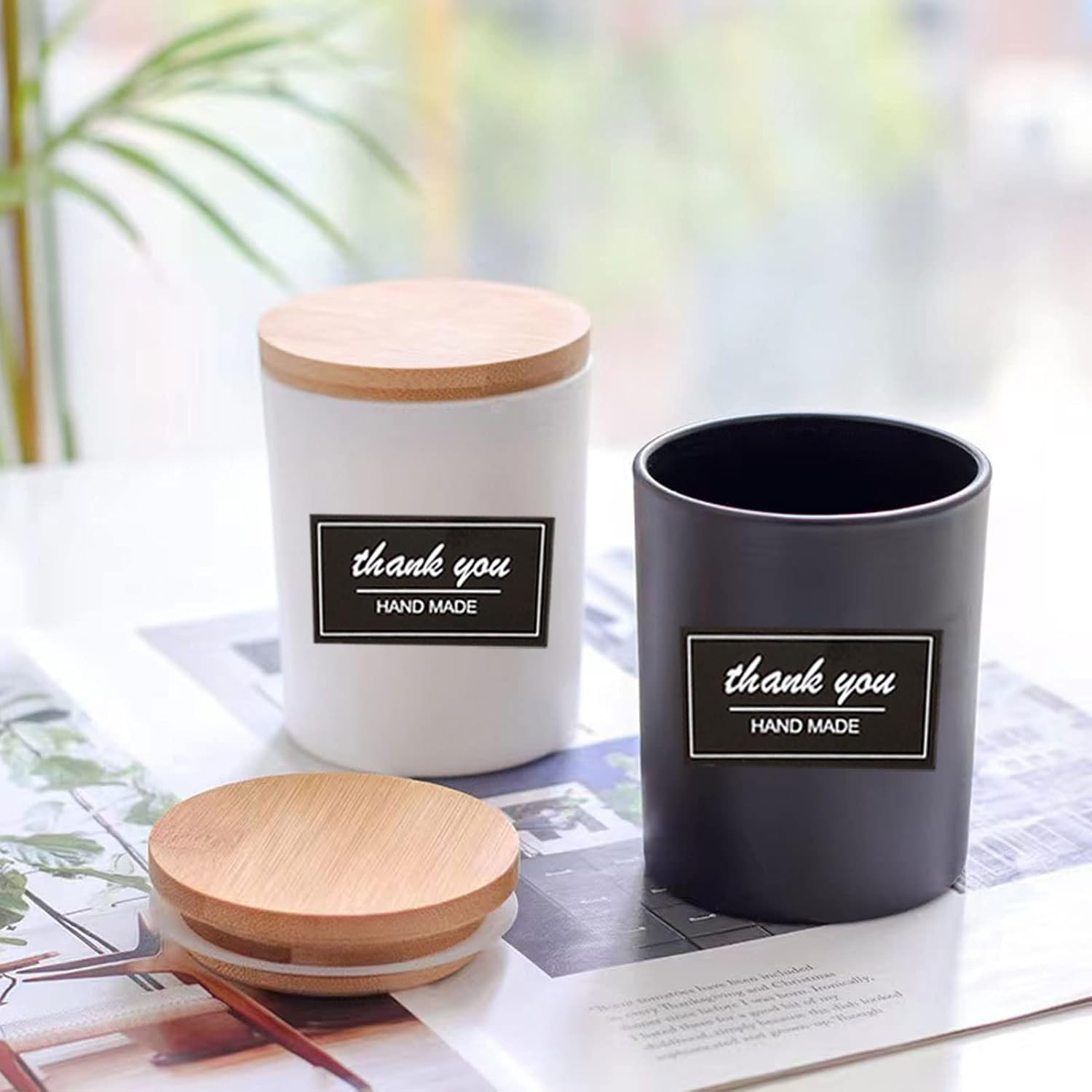 Custom 8 Oz 10 Oz 14 Oz Luxury Empty Container Matte Black Glass Candle Jar With Lid and Box for Candle Making