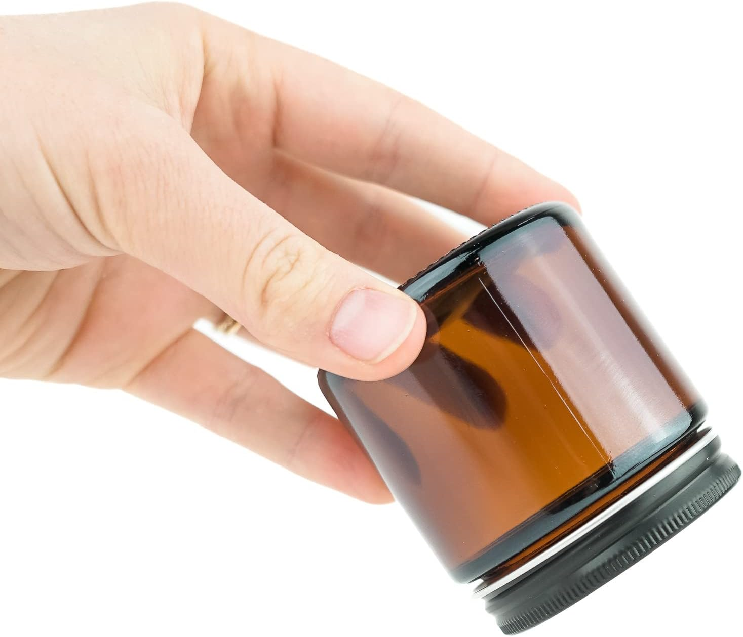 Hot Selling 4oz 8oz 16oz Wide Mouth Clear Amber Straight Side Round Glass Jar With Black Lids