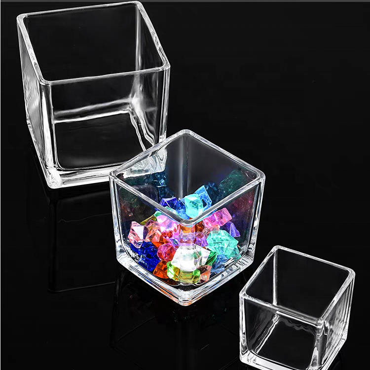 Square Glass Vase Recycled Glass Jars for Candle Making Square Glass Votive Candle Holder