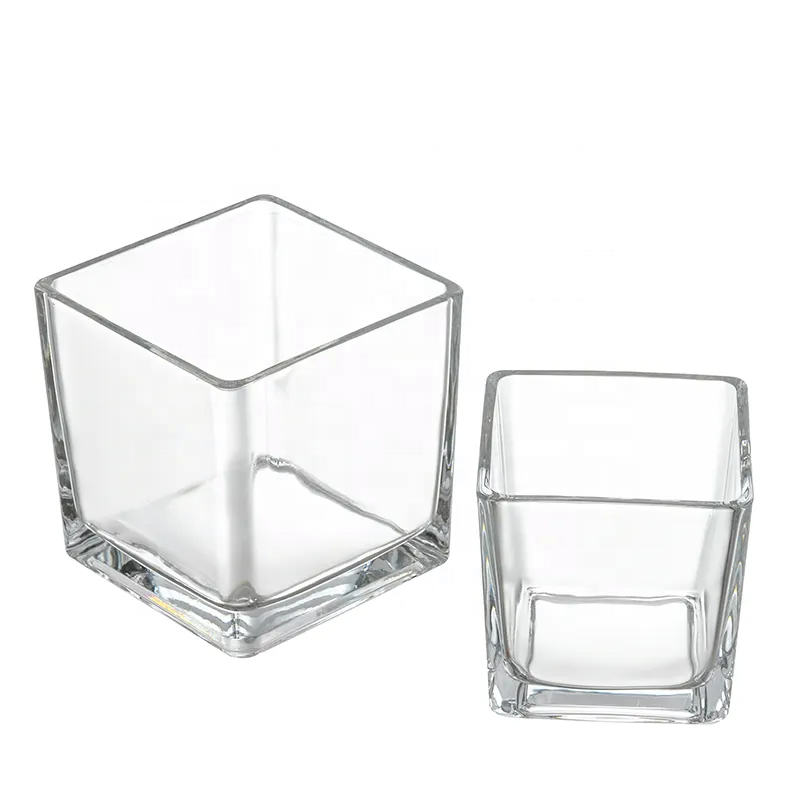Large Glass Candle Jar 150ml 300ml 650ml 1000ml Square Cubic Shape Wholesale Ready Stock Candle Jar Suppliers