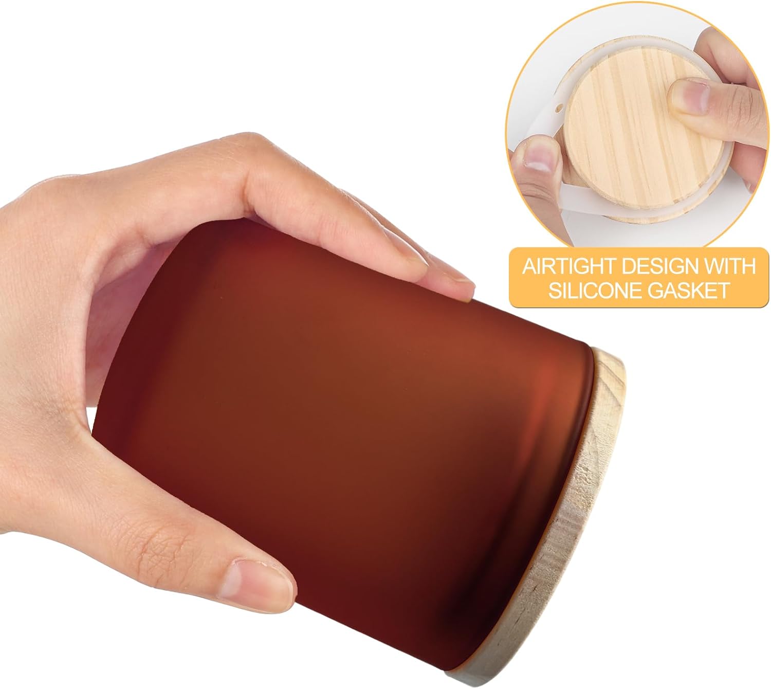 Luxury Wholesale 200ml 300ml 375ml Custom Color Frosting Glass Candle Jars With Bamboo Wooden Lid