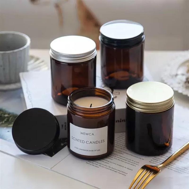 100ml 250ml 500ml 1000ml Amber Glass Candle Jar With Black Cap 16oz Brown Big Mouth Soil Sampling Glass Bottle