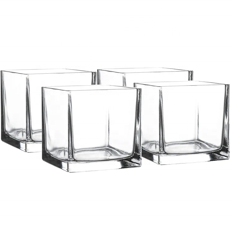 High Quality Empty Unique Square Cube Clear Candle Jar Household Homemade Candle Jar