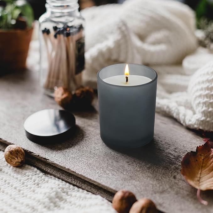 Matte Color DIY Handmade Ceramic Glass Candle Jars Scented Wax Luxury Empty Glass Candle Holder With Wooden Lid