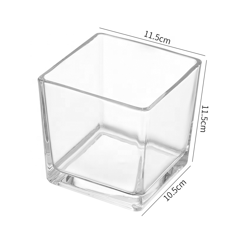Custom 8oz 10oz 12oz Transparent Square Glass Candle Jars Empty Clear Scented Candle Glass Container Jar With Lid