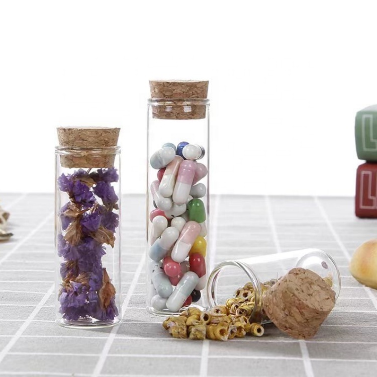 Hot Selling Clear Borosilicate Straight Sided 30mm Diameter Flat Bottom Glass Tube Vials Bottle With Wooden Cork Cap