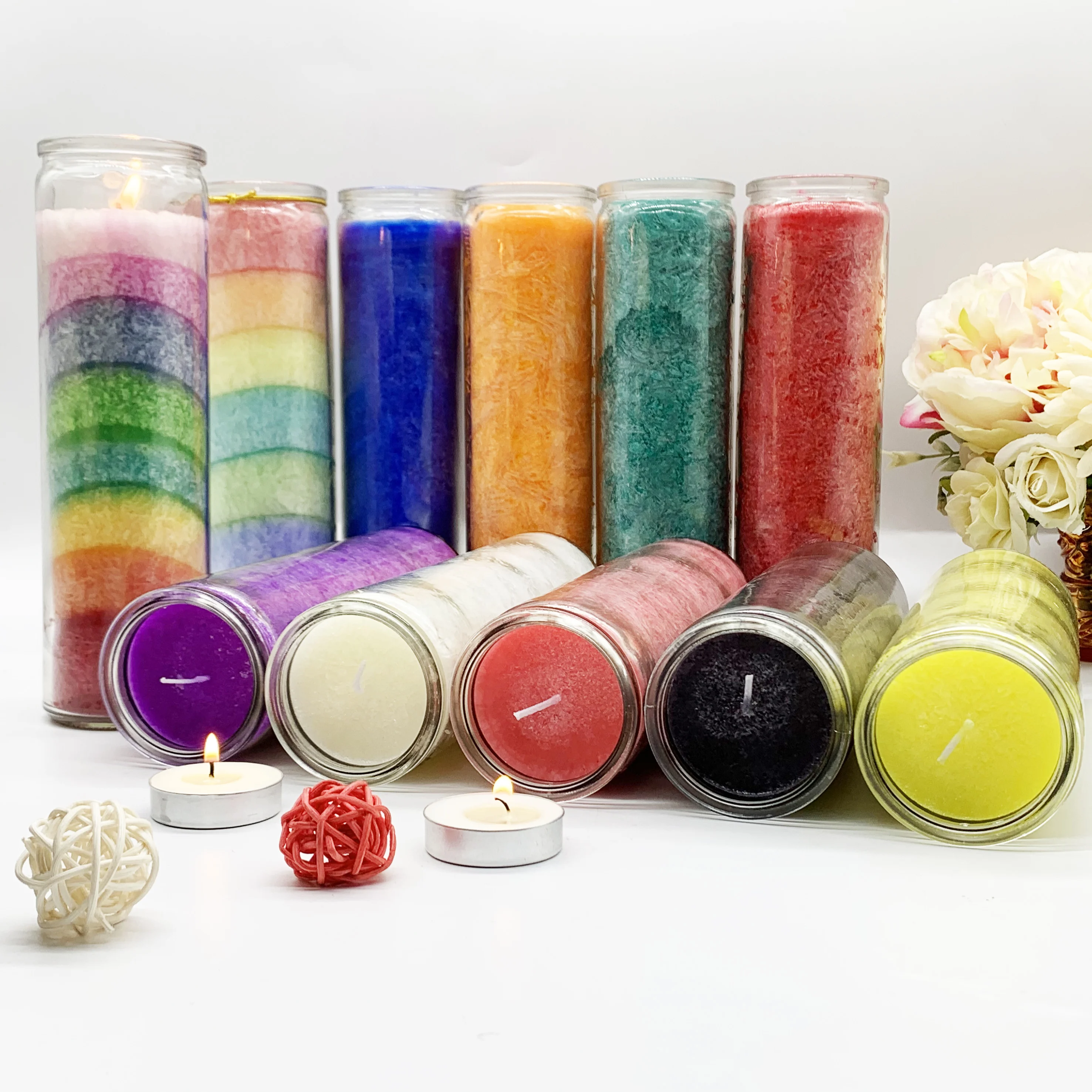 Wholesale Recyclable 7 Day Candles 8 Inches Glass Jar Religious Candles, Custom Religious Jar for Candle Making