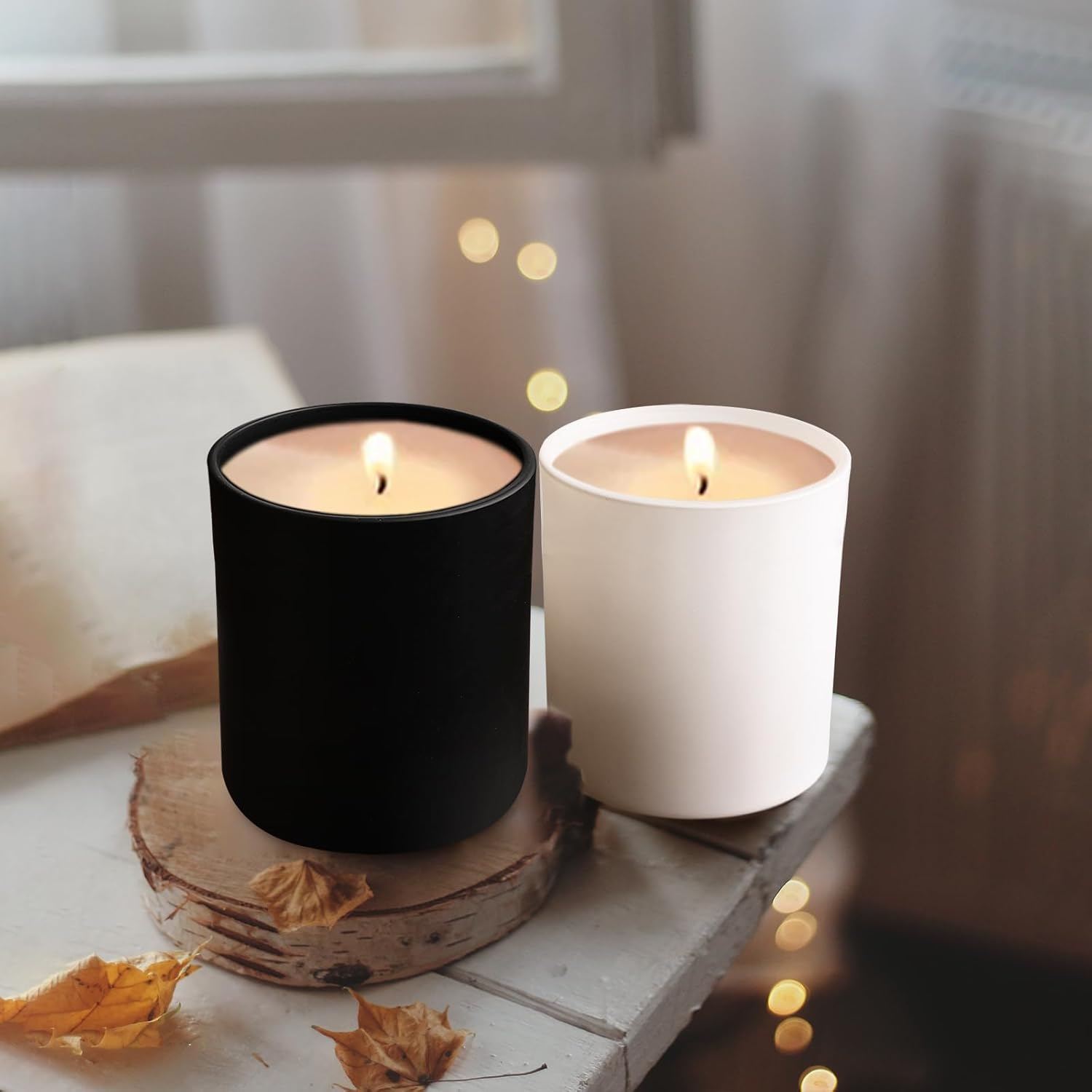 6 Oz 7oz Frosted Colored Glass Candle Jars and Cup With Airtight Bamboo Lids for Making Candles Bulk