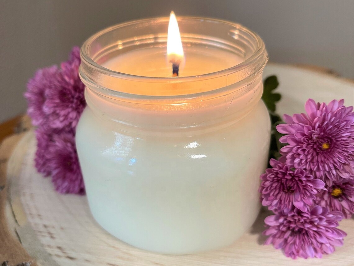 8 oz Fall Winter Soy Minimalist Glass Mason Jar Candle Container