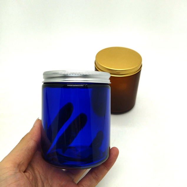 Wide Mouth Clear Amber 2oz 5oz 8oz Straight Side 100g Body Butter Glass Candle Jars With Black Lid 150g 80g