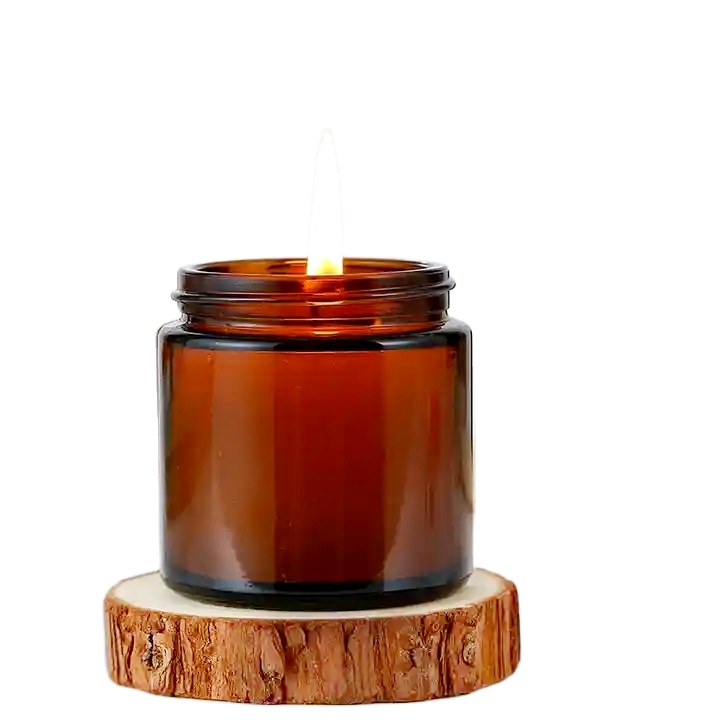 Supplier 4oz 8oz 120ml 250ml Amber Luxury Empty Straight Sided Glass Candle Jar for Candle Packaging With Lids