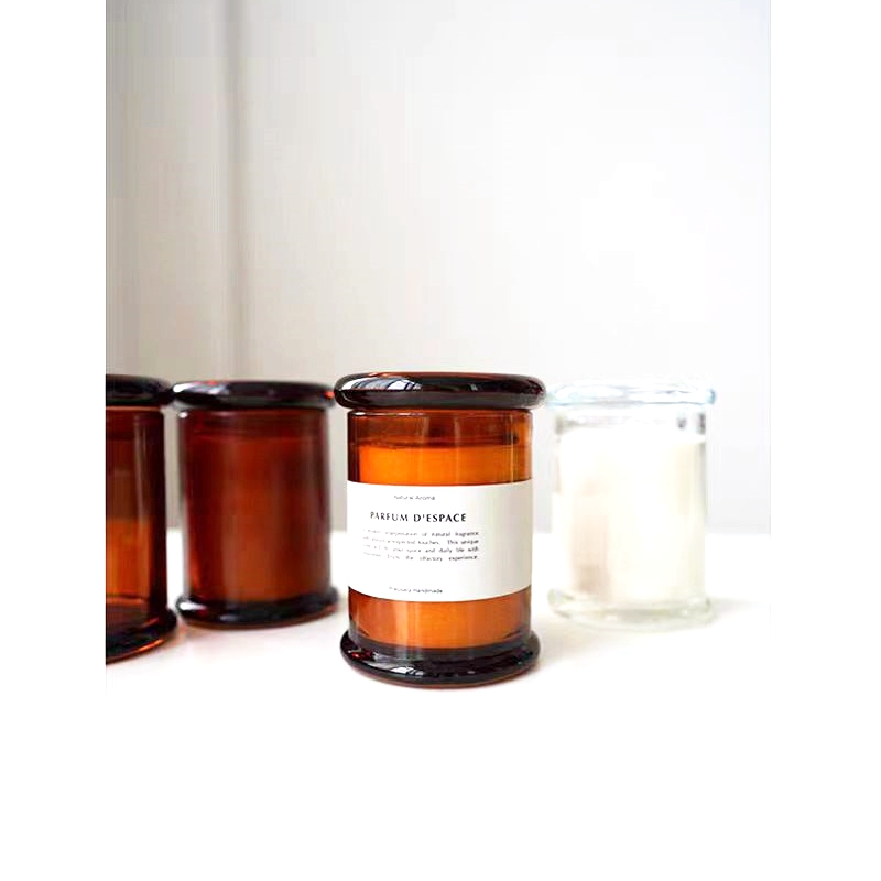 Custom Luxury Candle Vessels Unique Black Empty Glass Candle Jars 4.5oz 12oz 23oz Candle Jars With Lids