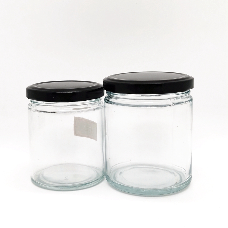 Recyclable 8oz 9 oz Clear Round Straight Sided Glass Candle Chutneys Jars With Twist Off Cap for Jam
