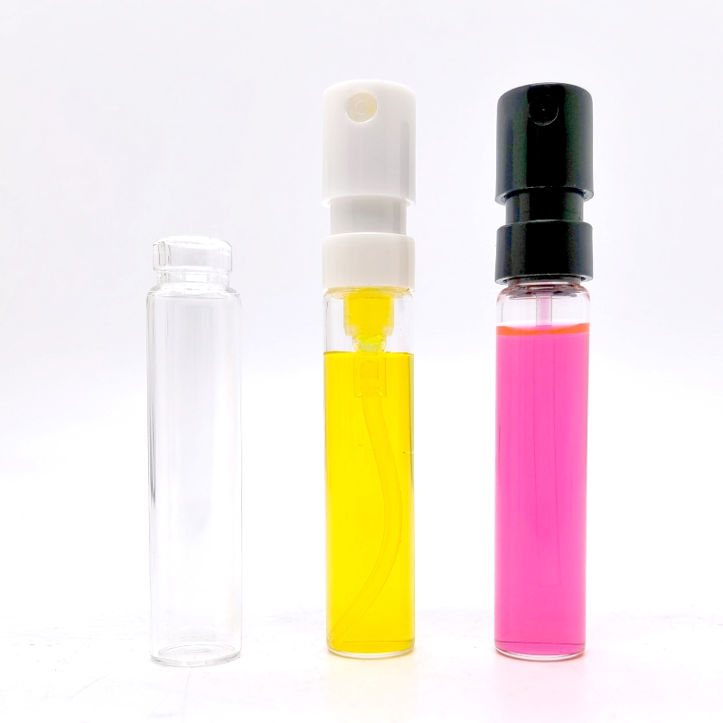 Small Refillable Glass Bottle 2ml 2.5ml  Glass Vial With Black White Spray for Perfume Tester Sample Bottle