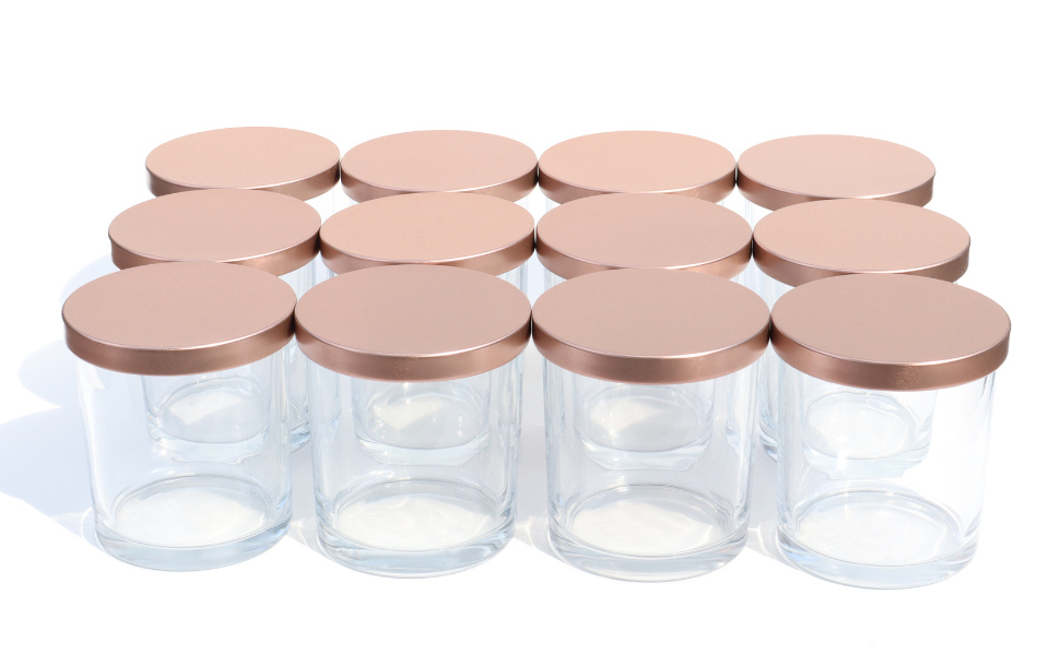 Heat Resistant DIY Candle Making Container With Bamboo Lid Clear Glass Candle Jar With Wooden Lid