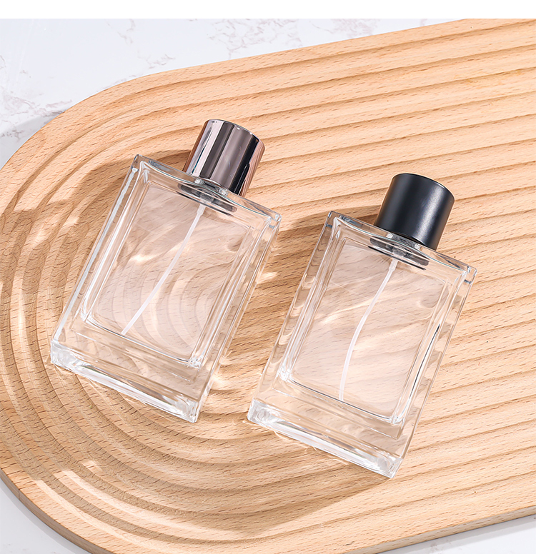 Luxury 30ml 50ml 100ml Custom Empty Square Glass Perfume Bottle Round Flat Shape With Roll Sealing Essential Cosmetics Packing