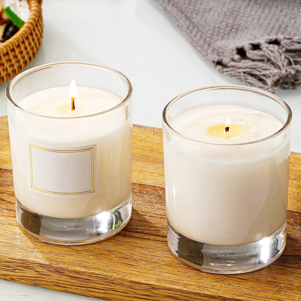 Wholesale 3oz 4oz 7oz 8oz 10oz 12oz Empty Custom clear Round Bottom Glass Candle Jars With Lid for Making Candles