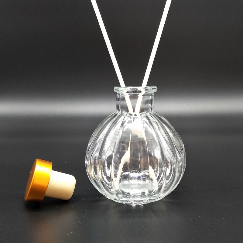 Pumpkin Jar Polychrome Glass Bottle Round Bottle for Oils,Witch Spells,Wedding Favor Aromatherapy Reed Diffuser