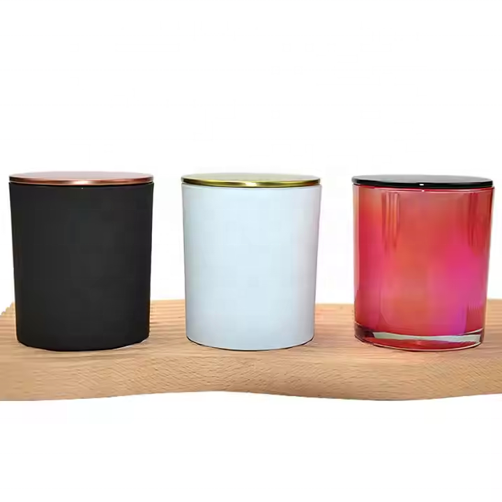 10oz Matte Black Matte White Glass Candle Jars With Metal Lid and Packaging Box Custom Glass Candle Holders for Candle Making