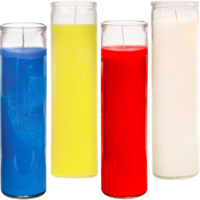 Wholesale Custom 7 Days 8 Inches Cylinder Glass Jar for Religious Candles Offset Printing