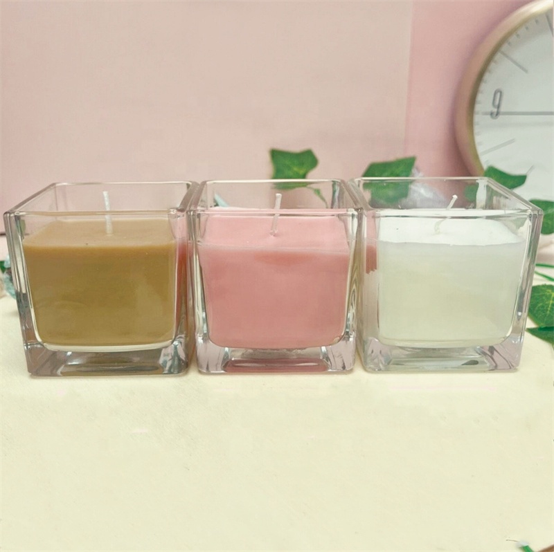 Hand Made 3oz Square Minimalist Glass Jar Candle, Different Scents- Soy Wax Aromatherapy, Healing Home Decor