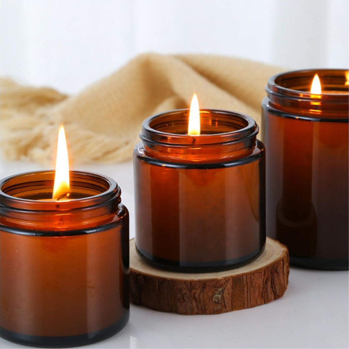4 oz Aromatherapy Jar Candles Home Decor Amber Glass Jars with Screw Gift for Women