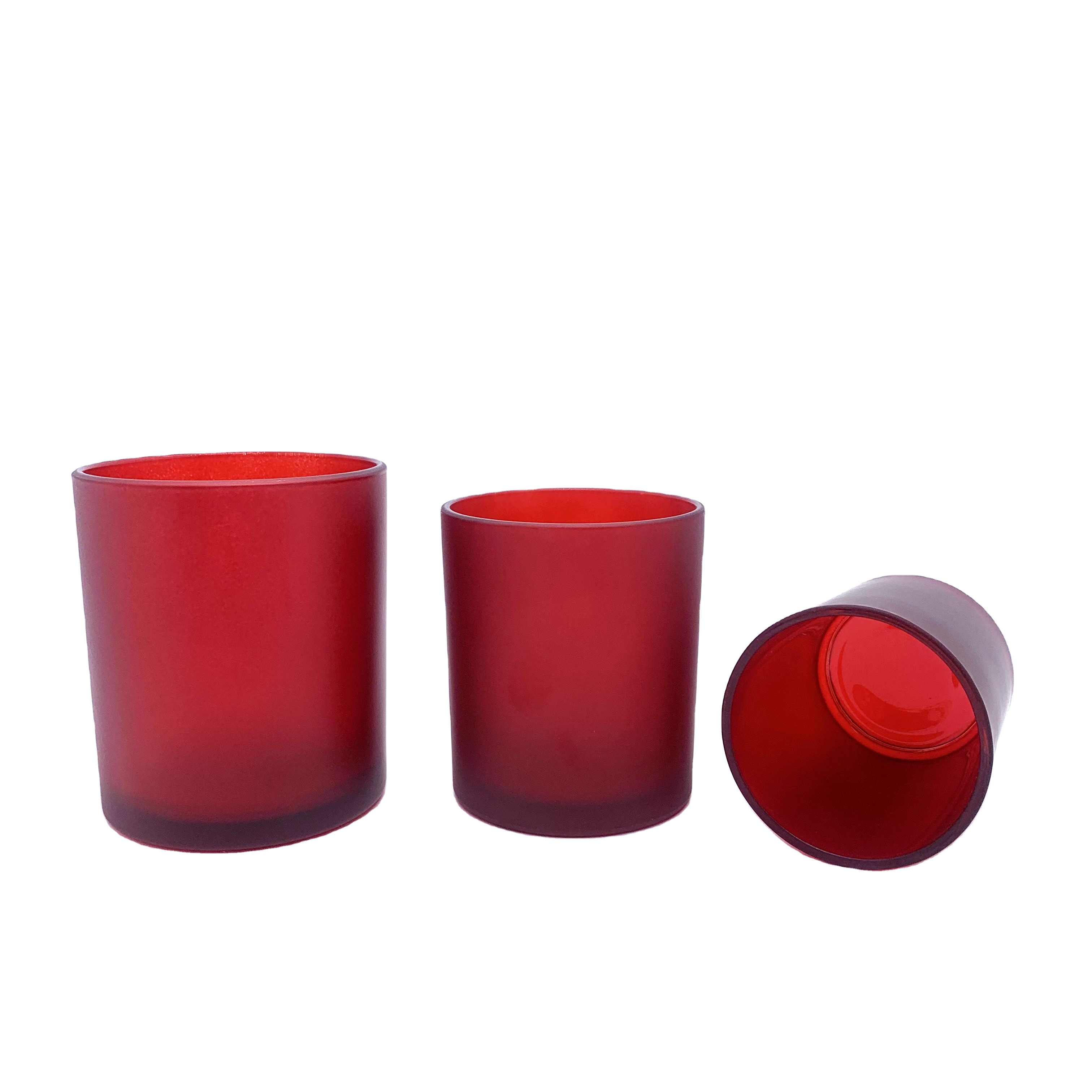Home Decoration 200ml/315ml Glass Jar Bamboo Lid Empty Soy Wax Aromatherapy Container Red/White Color for Aromatherapy Candle