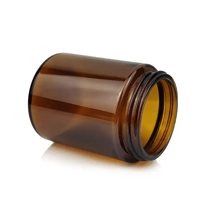 Hot Selling 270g Round Wide Mouth Large Amber Glass Jar With Screw Top Lid