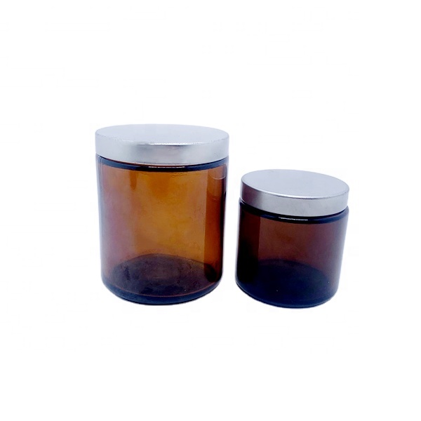 8oz Amber Mason Canning Glass Jar With Black Aluminum Lid Straight Sided Cosmetic Candle Container for Candle Making Packaging