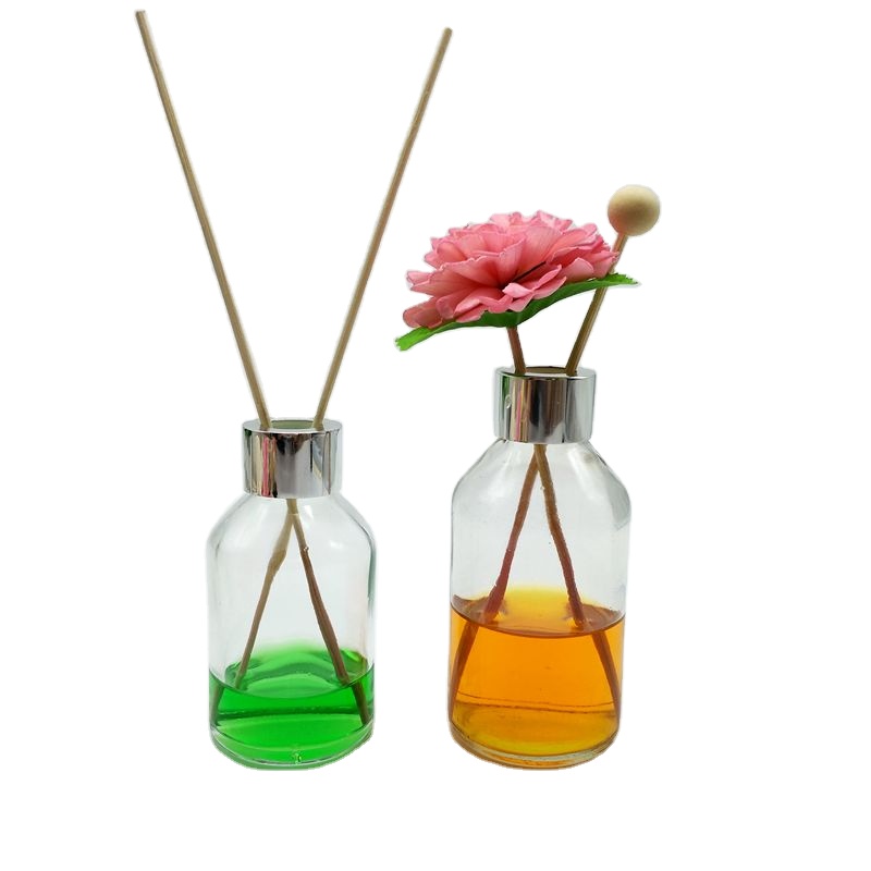 150ml 200ml Empty Luxury Round Clear White Perfume Reed Glass Diffuser Bottle With Screw Lids Wholesale Factory Price