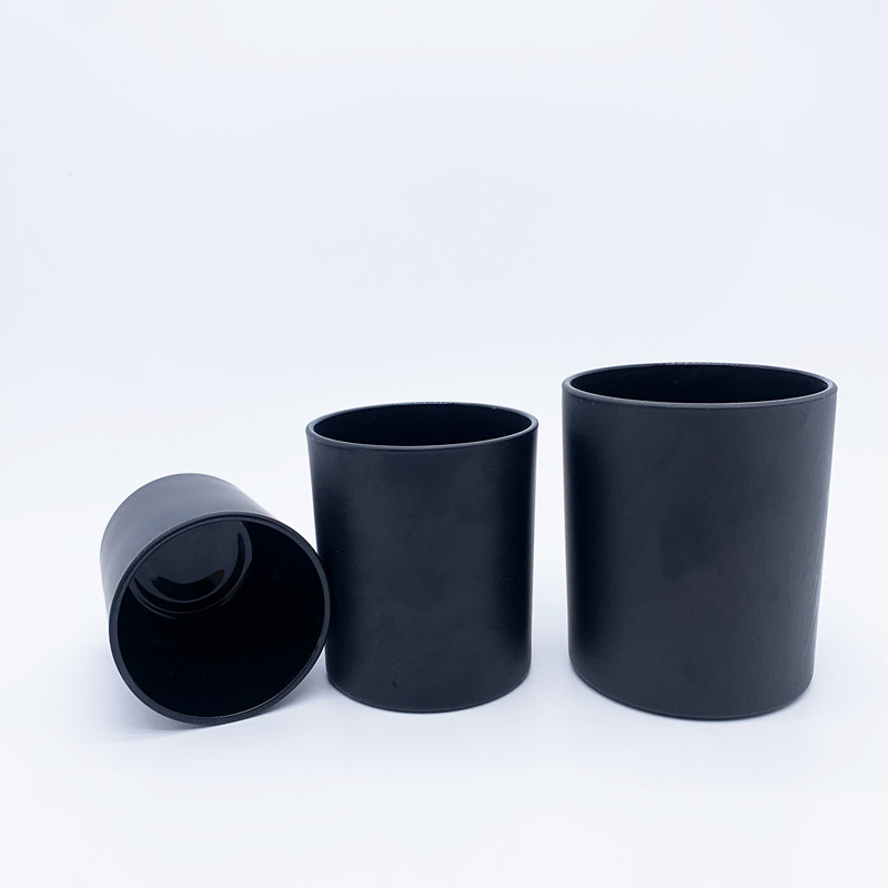 Hot Sale Customized Candle Jars Luxury Packaging White Pink Matt Black Glass Candle Jar With Wooden Lid for Candle Making