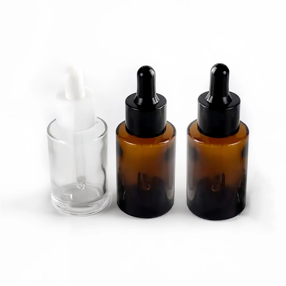 30ml Tawny Flat Shoulder Bottle Straight Round Bottle Brown Essence Bottle Packaging Material Sanded Tawny Dropper Emulsion Bott