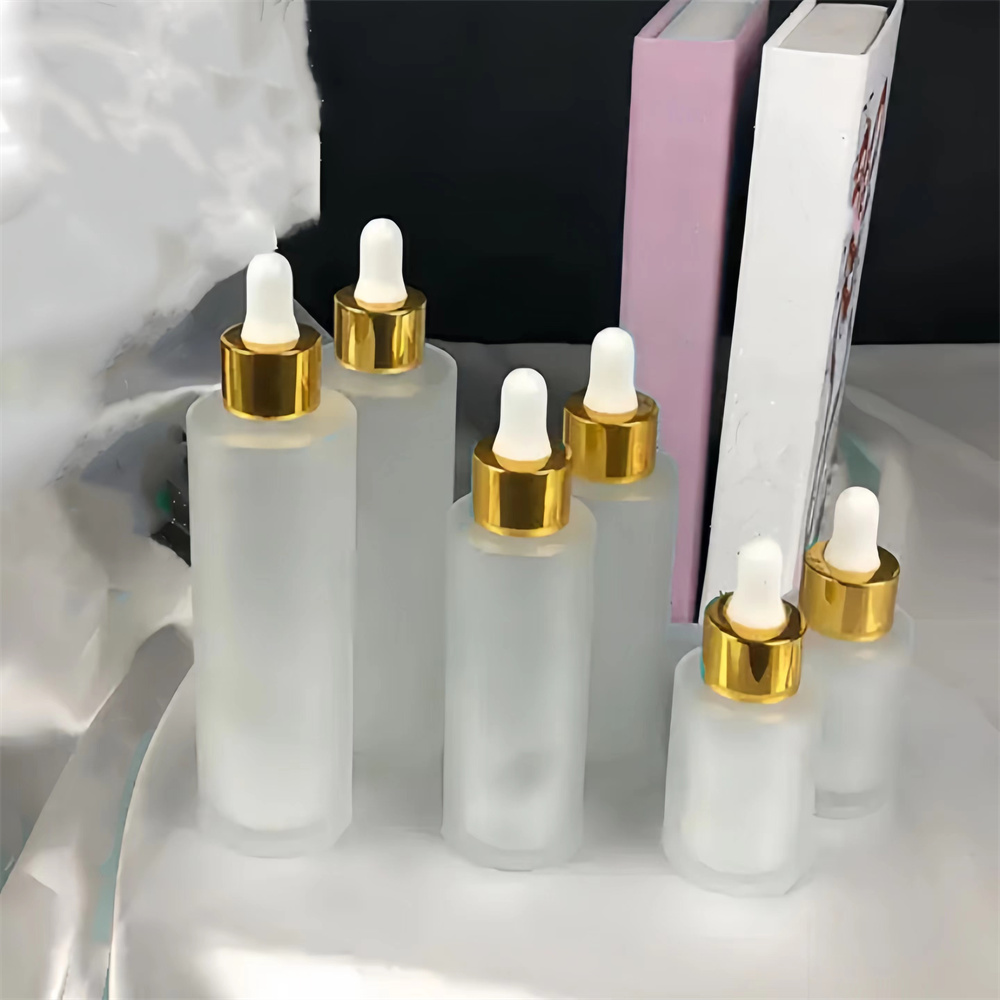 30ml Flat Shoulder Glass Dropper Bottle 30 ml Frosted Glass Essential Oil Bottle With Dropper 1oz Serum Oil Bottle