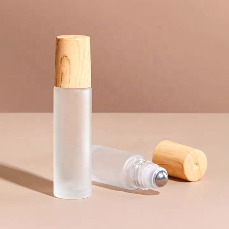 Green Glass Roll-On Bottle with White/Black Cap 10ml Essential Oil for Skin Care for Cosmetics Serums