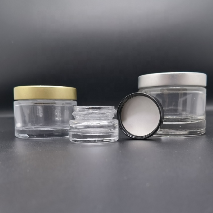 10g 15g 30g 60g 100g Clear Frosted Bottle Cosmetic Face Body Cream Oil Glass Concentrate Powder Jar With Metal Cap