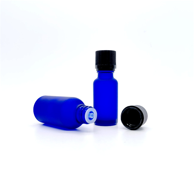 Essential Oil Bottles Perfume  Cosmetic Bottle 30 ml  1oz  Royal Blue Glass Medicine Bottle With  DIN 18 Closure Drip Cap Lids