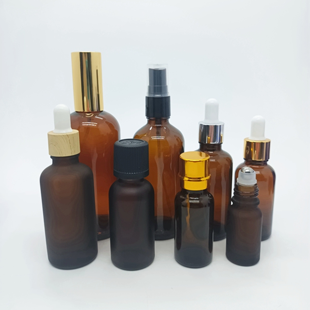 Blue Amber Glass Perfume Bottle Essential Oil Packing Glass Vial 5ml 10ml 20 ml  30ml Stainless Steel Roller Ball Bottle