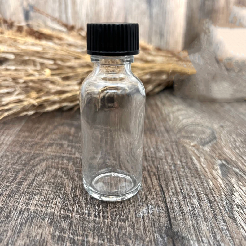 30ml Boston Round clear Glass Bottle Essential Oil Small Round Empty Bottle