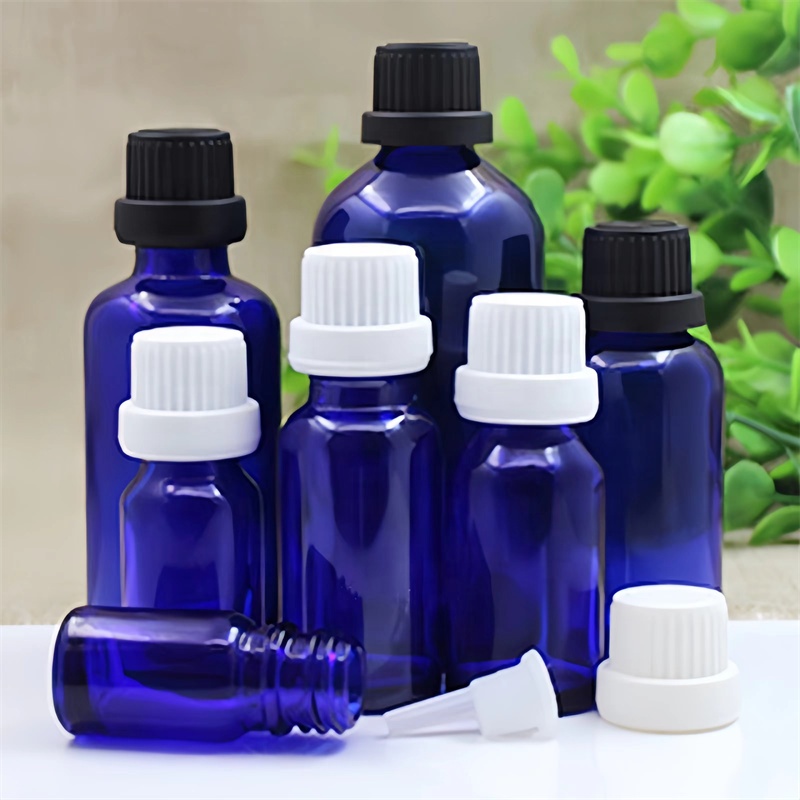 5ml 10ml 15ml 20ml 30ml 50ml 100ml Blue Glass Essential Oil Sample Bottles Vials With Orifice and Cap for Perfume Aromatherapy