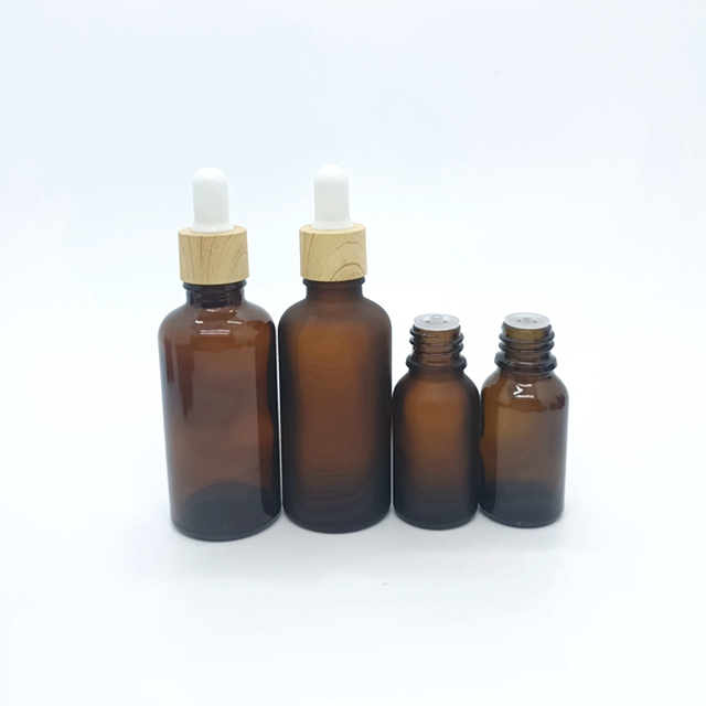 Frosted Amber Vials 5ml 30ml  Essential Oil Glass Dropper Bottles  Brown Bottles 1oz Beard Oil Containers With Bamboo Dropper