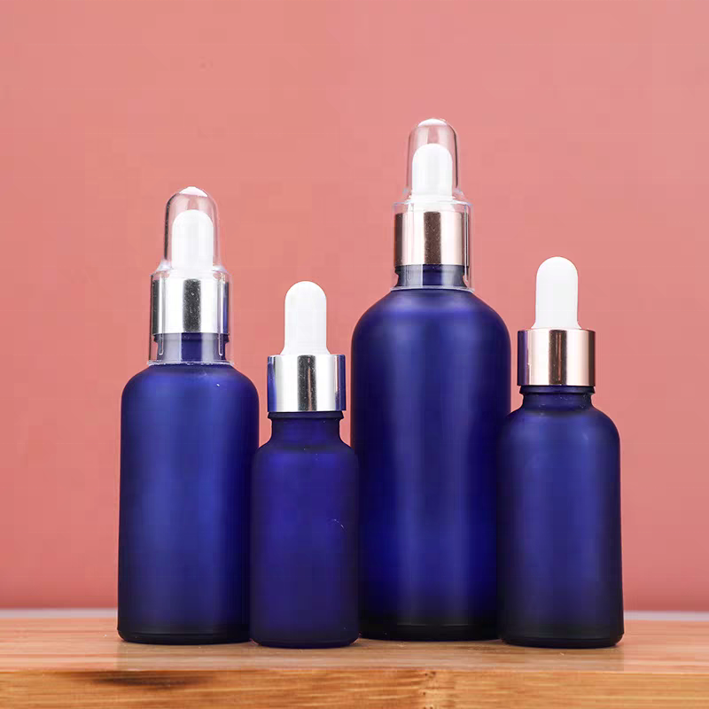 Wholesale Glass Dropper Bottle Matte Blue Essential Oil With Dropper 5ml 10ml 15ml 20ml 30ml 50ml 100ml Glass Bottle Packaging
