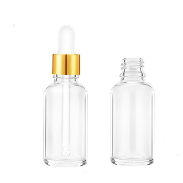 10ml Glass Bottles for Essential Oils Transparent/Clear Refillable Empty Bottle With Glass Dropper Black Cap for Screen Printing