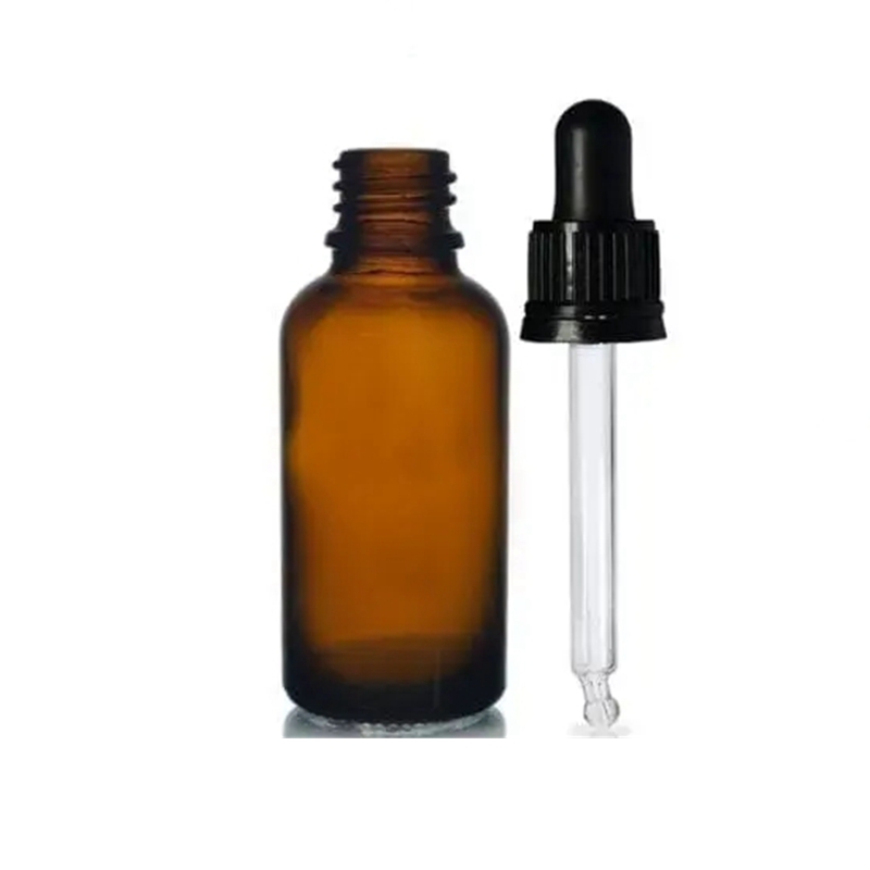 Luxury Skincare Packaging Hair Oil Bottle 30ml Pipette Serum Bottle Press Dropper 1oz Amber Glass Serum Essential Oil Bottle