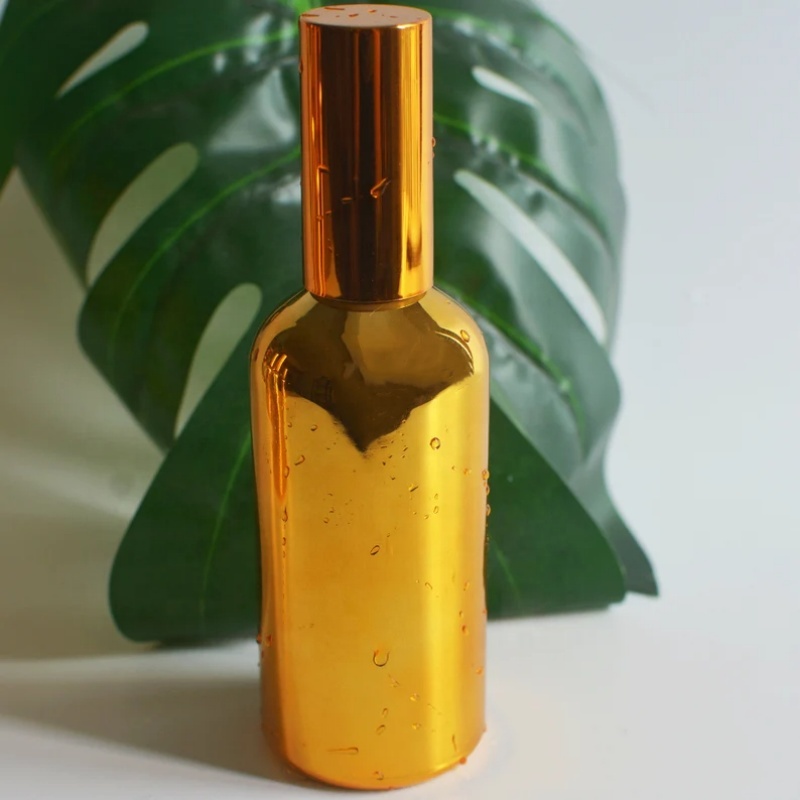 Wholesale Luxury Gold Coating Fine Mist Spray Bottle Glass Essential Oil Spray Bottle Perfume Fragrance Mister Home Room Spray