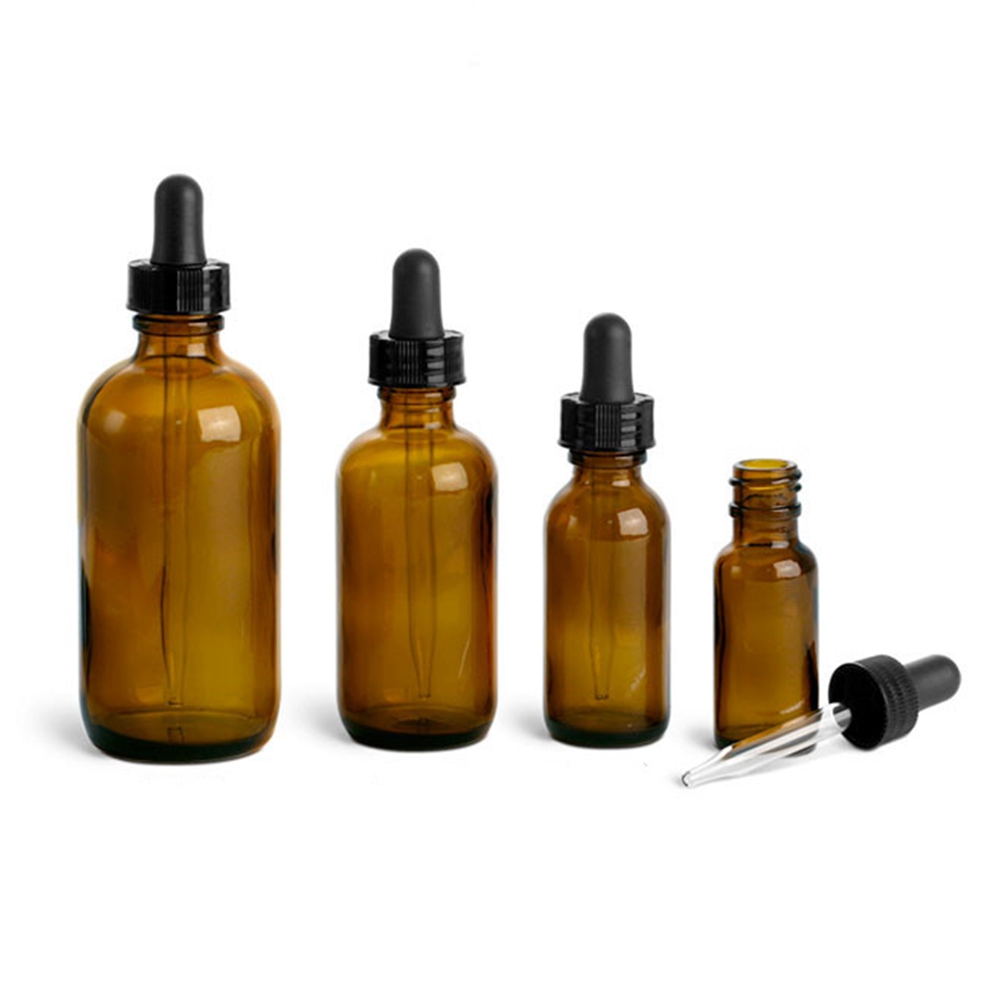 15ml 30ml 1oz 2oz 4oz 8oz Round Empty Amber boston Glass Dropper Bottle Dropper Bottles Plastic Gold Cap 15 ml Dropper Bottle